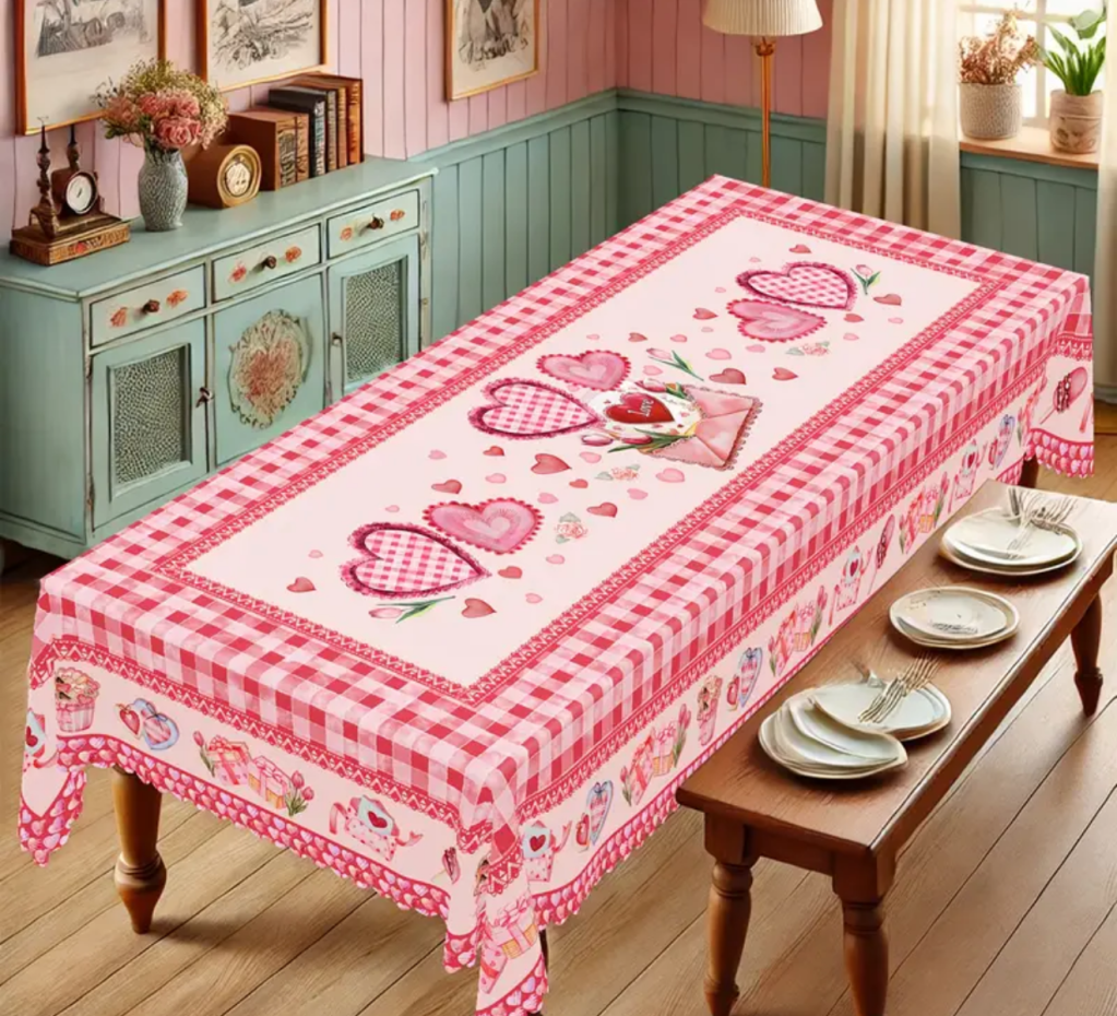 Valentine’s Day tablecloth/ Mantel para San&nbsp;Valentín